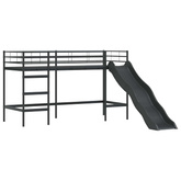 Łóżko piętrowe dla dzieci z zasłonami Czarny 100 x 190 cm Metal