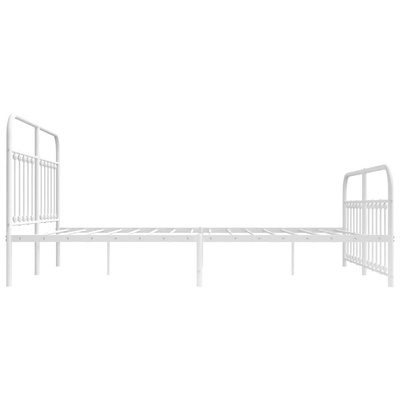vidaXL Metalowa rama łóżka z wezgłowiem i zanóżkiem, biała, 160x200 cm