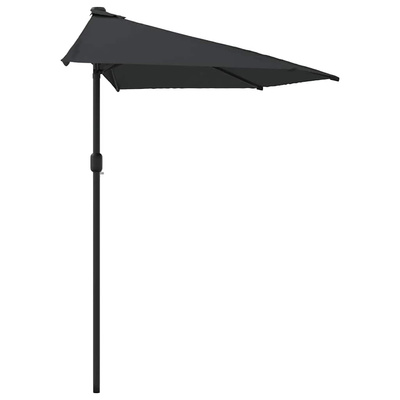 Półparasol balkonowy, aluminiowy słupek, czarny, 270x144x222 cm