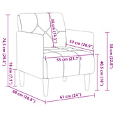 Sofa Fotel z Podłokietnikami Ciemnoszary 55 cm Aksamit