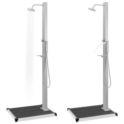 Prysznic ogrodowy z podstawą, WPC, stal nierdzewna