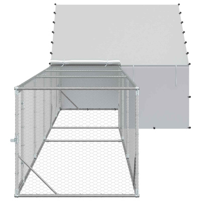 Kurnik z dachem i podwórkiem 2 szt. srebrny 8 x 2 x 1,9 m