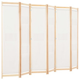Parawan 6-panelowy, kremowy, 240 x 170 x 4 cm, tkanina