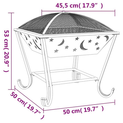 vidaXL Palenisko z pogrzebaczem, 50 cm, XXL, stal model standard