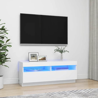 Szafka pod TV z oświetleniem LED, biała, 100x35x40 cm