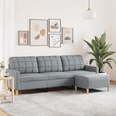 3-osobowa sofa z podnóżkiem, jasnoszary, 210 cm, tkaniną