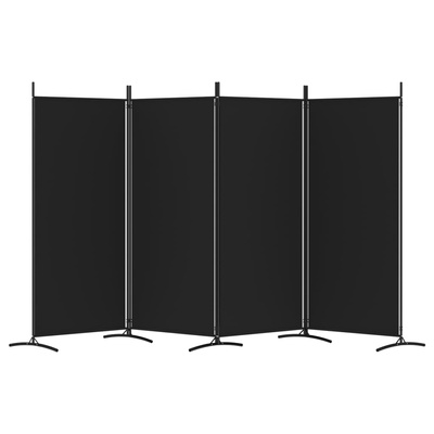 Parawan 4-panelowy, czarny, 346x180 cm, tkanina
