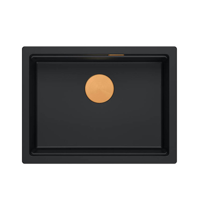 LOGAN 100 GraniteQ zlewozmywak pure carbon 59,5x45,1x21,5 cm 1-komorowy wpuszczany z syfonem manualnym miedziany