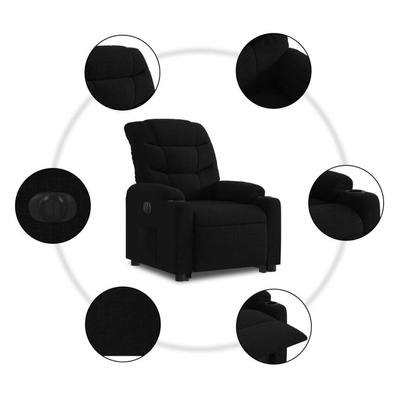 vidaXL Podnoszony fotel masujący, elektryczny, rozkładany, czarny wariant 6