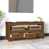vidaXL Szafka pod TV, miodowy brąz, 114x35x52 cm, lite drewno sosnowe