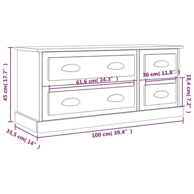 vidaXL Szafka pod TV, czarna, 100x35,5x45 cm, materiał drewnopochodny