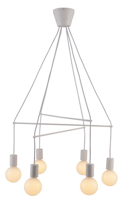 Lampa wisząca Alto sześciopunktowa biała matowa nad stół dwuobwodowa