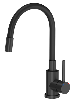 READY- SMART CZARNY zlewozmywak granitowy 1-k z/o (62x44x17,5) + bateria z elastyczną wylewką very black + dozownik very black + syfon very black