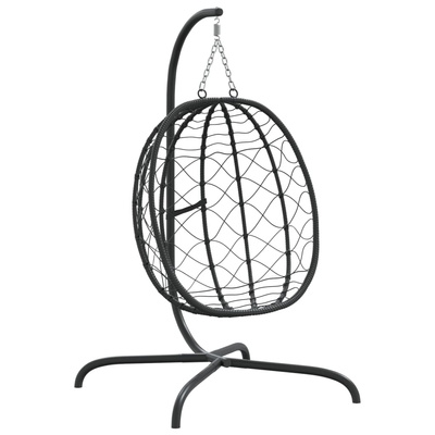 vidaXL Wiszące krzesło kokon z poduszką, antracytowe, rattan PE i stal