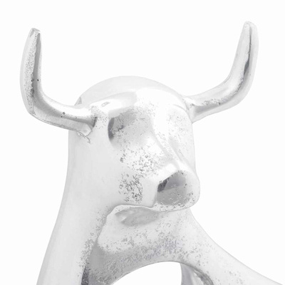 Rzeźba byka Srebrny 22 x 9,5 x 34 cm Aluminium