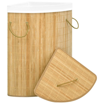 Bambusowy kosz na pranie, narożny, 60 L