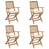 vidaXL Składane krzesła ogrodowe z poduszkami, 4 szt., drewno akacjowe wariant 9