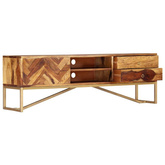 vidaXL Szafka pod TV, 140x30x45 cm, lite drewno sheesham model standard