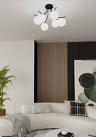 Lampa sufitowa BOSTON 6 BLACK/OPAL