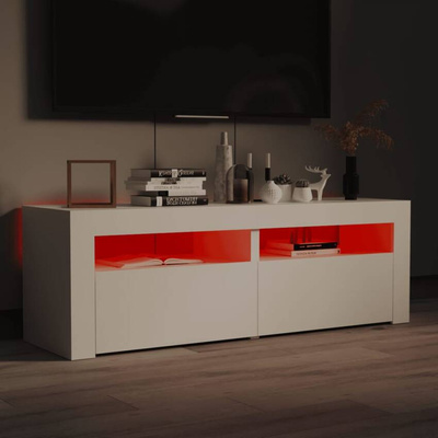 Szafka pod TV z oświetleniem LED, biała, 120x35x40 cm vidaXL