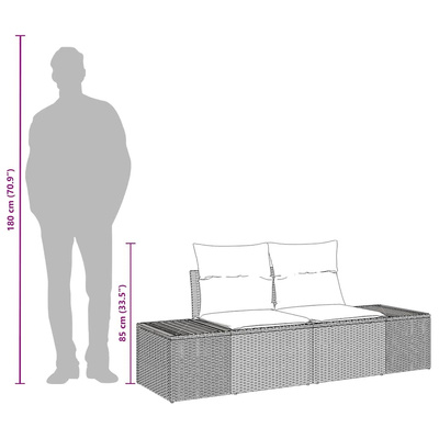 Sofa Ogrodowa z poduszką Szary 184 x 62 x 69 cm polirattan