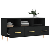 vidaXL Szafka pod TV, czarna, 102x36x50 cm, materiał drewnopochodny