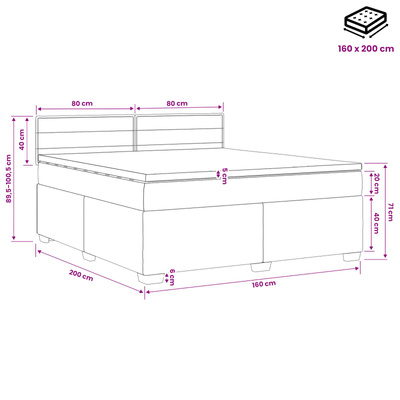Łóżko Box Spring z materacem i LED Ciemny brąz 160 x 200 cm