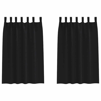 Firany blackout z kółkami 2 pcs Czarny 175 x 140 cm Poliester