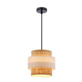 Rattan lampa wisząca E27 abażur biały+kremowy