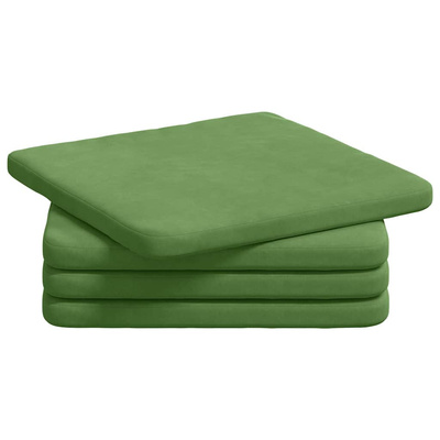 Poduszki na siedziska 4 pcs Jasnozielony 40 x 40 x 3 cm Aksamit