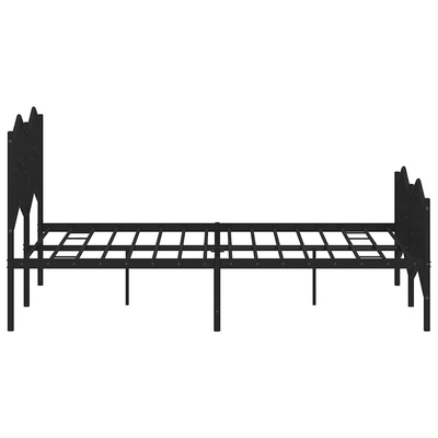 Metalowa rama łóżka z wezgłowiem i zanóżkiem, czarna, 150x200cm