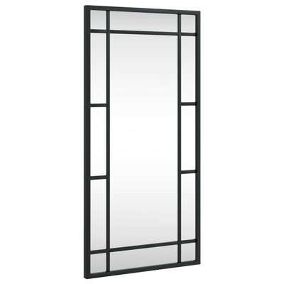 vidaXL Lustro ścienne, czarne, 30x60 cm, prostokątne, żelazo