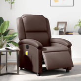 vidaXL Rozkładany fotel masujący, elektryczny, brązowy, sztuczna skóra model standard