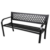 Ławka Ogrodowa Parkowa Taras Ogród Metalowa Oparcie Czarna 120 cm