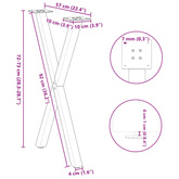 Nogi do stołu jadalnego w kształcie litery X 2 szt. Czarne 57x(72-73) cm Stal