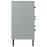 vidaXL Komoda OSLO z 3 szufladami, szara, 77x40x79,5 cm, lite drewno
