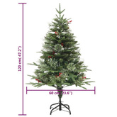 vidaXL Sztuczna choinka z lampkami i szyszkami, zielona 120 cm, PVC/PE