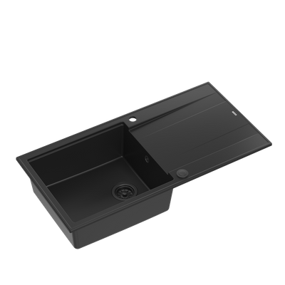 EVAN 146 XL GraniteQ zlewozmywak z syfonem Push 2 Open 1-komorowy z/o (1000x500x210; kom. 420x480) pure carbon / elementy pure carbon
