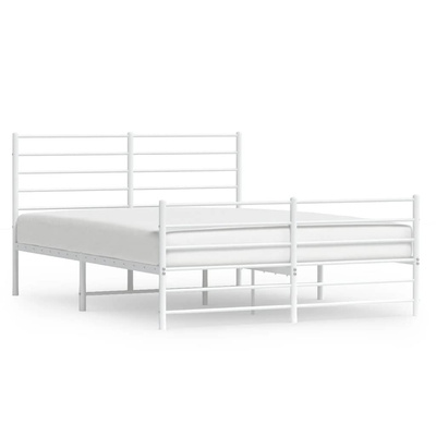 vidaXL Metalowa rama łóżka z wezgłowiem i zanóżkiem, biała, 140x190 cm model standard