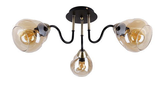 Lampa sufitowa czarno/złota dymiona 3xE27 Unica 33-00880
