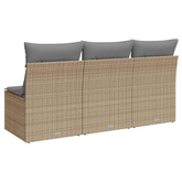 Sofa ogrodowa z poduszkami, 3-osobowa, beż, polirattan