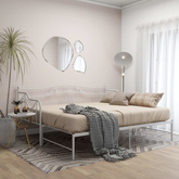 Sofa z wysuwaną ramą łóżka, biała, metalowa, 90x200 cm vidaXL