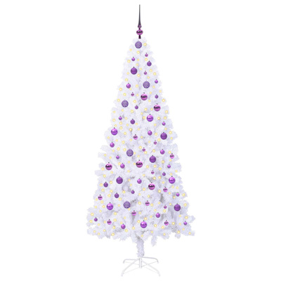 Sztuczna choinka z 300 diodami LED Biały 210 cm PVC i stal