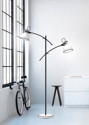 Lampa podłogowa czarno-biała regulowana prosta 2x40W Zumba 52-72672