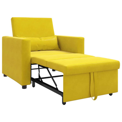 Rozkładana sofa jednoosobowa Żółty Aksamit