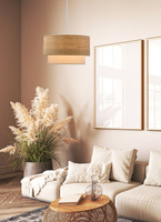 Ritana Lampa Wisząca Biały 1X60 E27 Abażur Beżowy+Biały