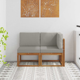 Modułowa sofa na zewnątrz 2 Sztuka Naturalny i Jasny Szary
