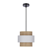 Lampa wisząca z abażurem Rattan biało-kremowa nowoczesna do salonu