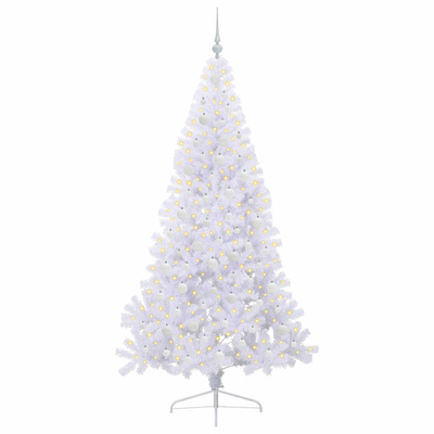Sztuczna choinka z 300 diodami LED Biały 210 cm PVC i stal