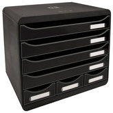 Exacompta Organizer na biurko Store-Box z 7 szufladami, czarny, połysk